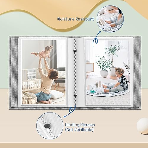 Miniatura 10 de Fintie Álbum de fotos de 4 x 6 pulgadas, 52 fotos, pequeña capacidad, cubierta de cuero vegano de primera calidad, álbum de fotos portátil para