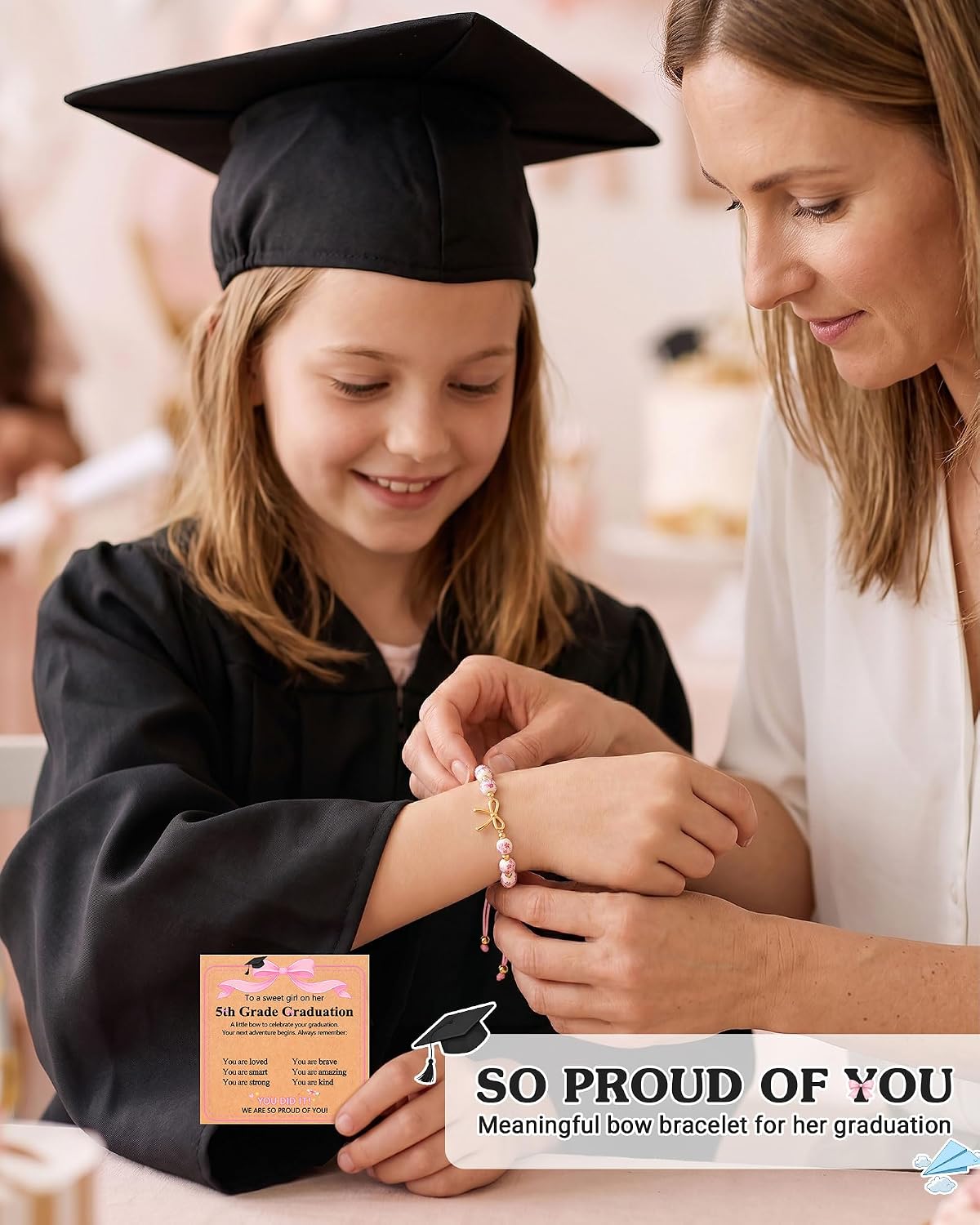 Bow Bracelet Kindergarten 5th 8th Grade Graduation Gifts for Girls