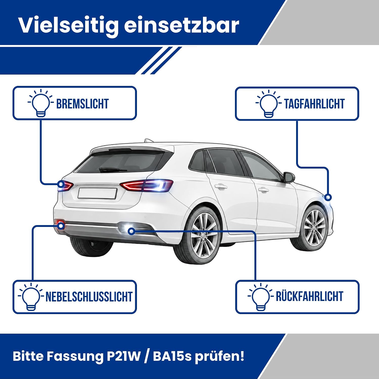AUTOLIGHT 24 10x P21W BA15s 12V 21W Kfz Glühbirne Bremslicht Rücklicht - Mise en situation et utilisation