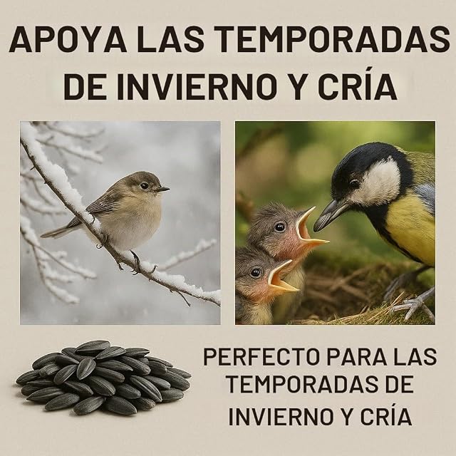 Foto 5 de 7 de GiDeli Semillas de girasol negras 1kg en cubo de comida para pájaros de aves silvestres para comida…