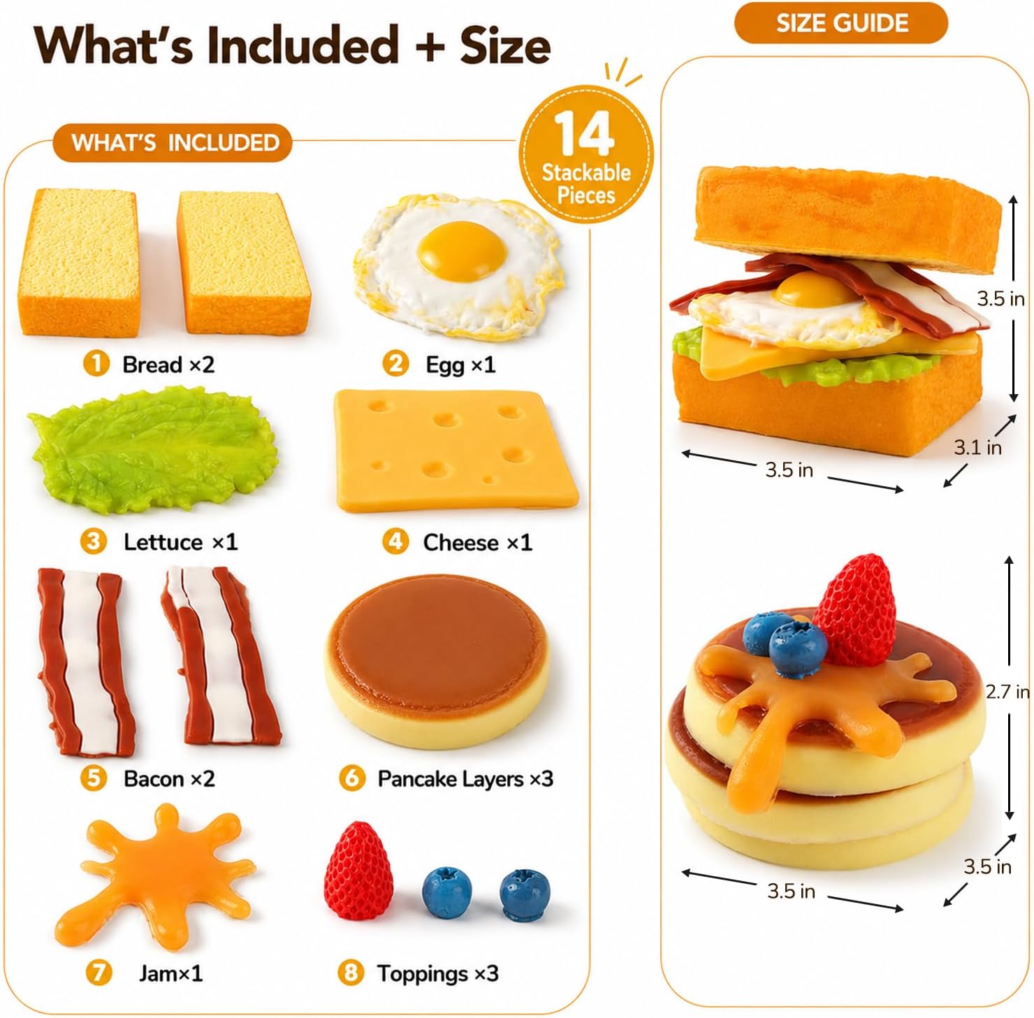 14 Pcs Taba Squishy Breakfast Food