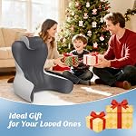 Reading Pillow for Sitting in Bed, 22”H Bed Rest Pillows with Arms, Back Pillows for Sitting Up, Ergonomic Lumbar Support Cushion for Reclining, Gaming, Work, Resting, Watching TV, (Grey&Darkgrey)