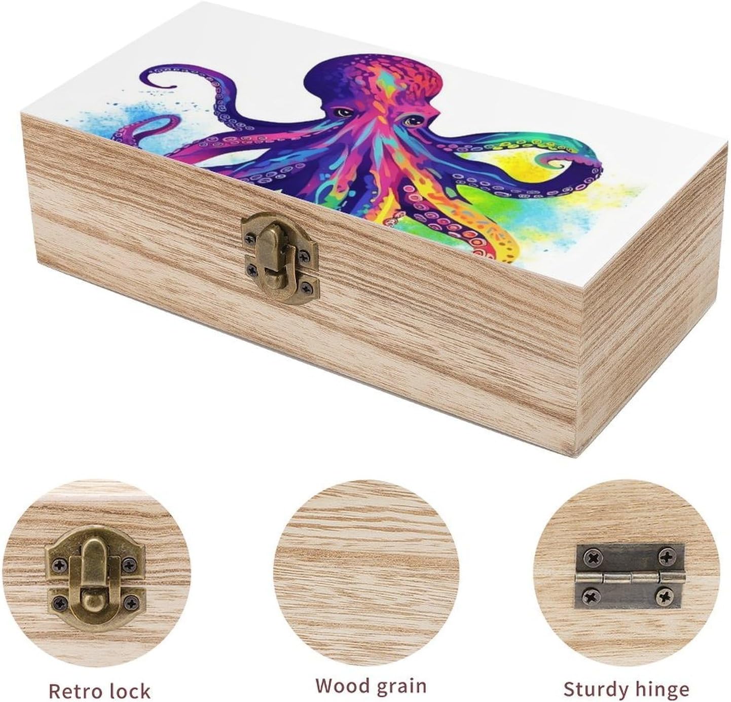 Wooden Storage Box with Hinged Lid Wood Keepsake Box Decorative Gift Boxes image 3