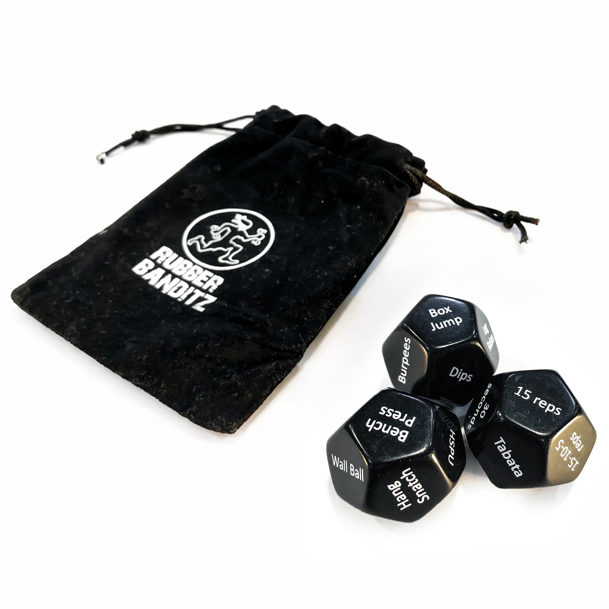 Rubberbanditz - Fitness Dice for Exercise & Workouts | Three Engaging 12-Sided Full Body Workout Dice | Ideal for Crossfit, Home Workouts, and Gyms |