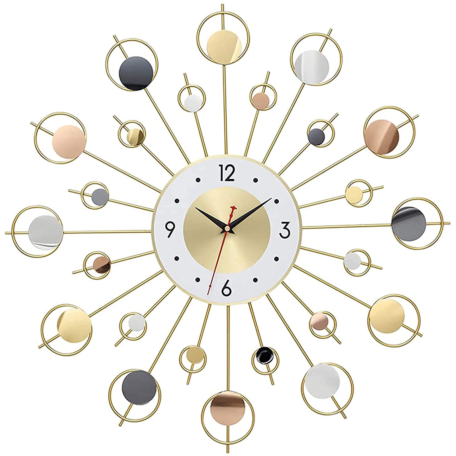 SaryEdge 24In Silent Art Wall Clock,Midcentury Decorative Wall Clock,Large Starburst Wall Clock Mediterranean Creative Metal Wall Clock for Living Room Decoration-Xb001-One Size,Xb,Xb009-One Size
