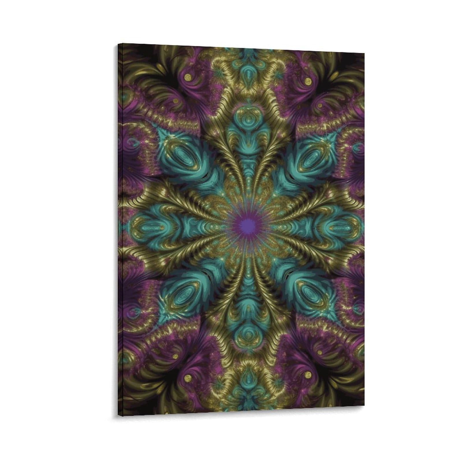Canvas Wall Art for Living Room 16"x24" Modern Artwork Painting Pictures Hanging Canvas Prints Fractal Art Aesthetic Wall Art for Bedroom Bathroom Office Wall Art Print Decor Fractal Art Canvas Wall