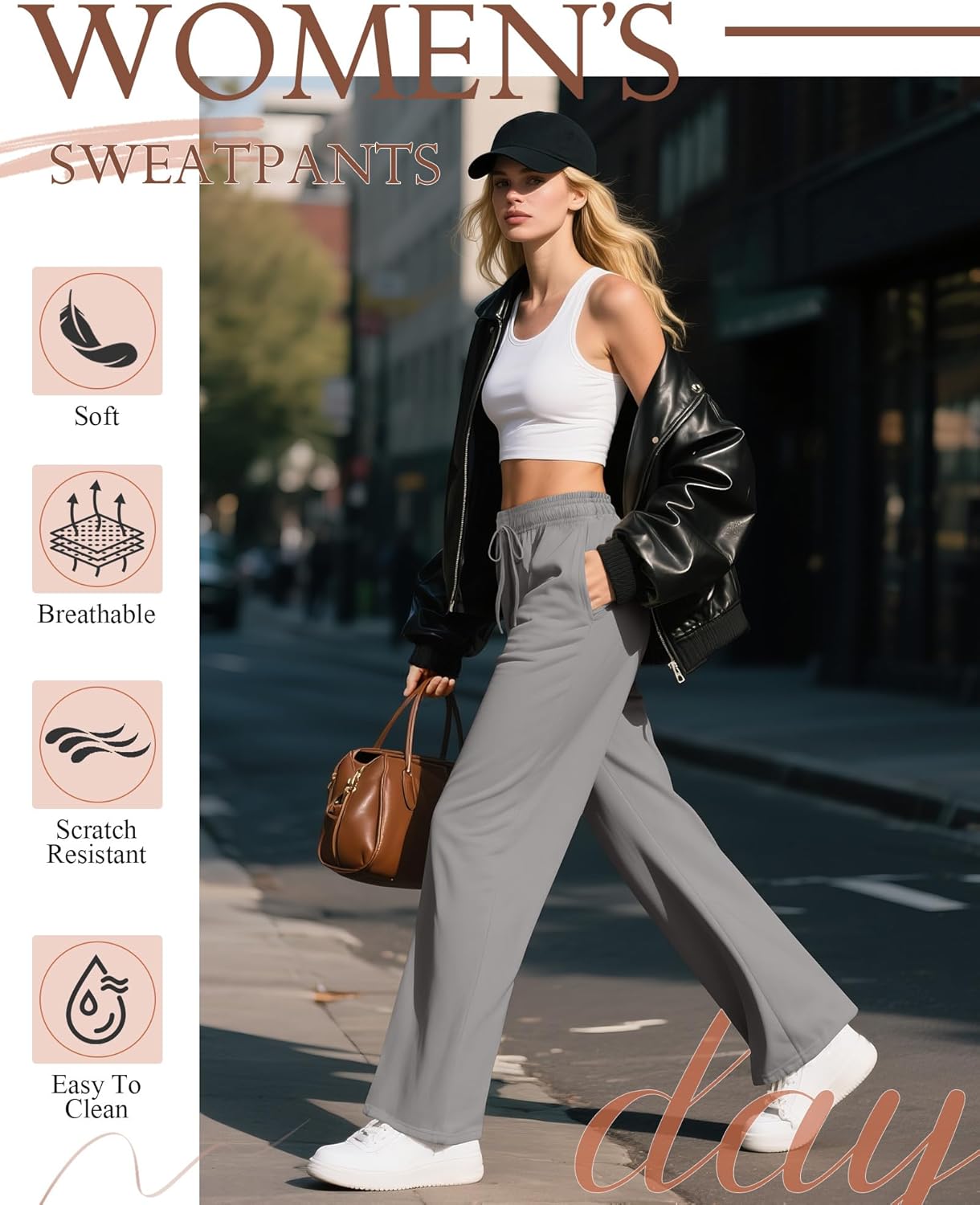 Neer 3 Pack Women's Drawstring Pants Casual Wide Leg Lounge Yoga Sweatpants Loose Comfy Palazzo with Pockets - Image 7