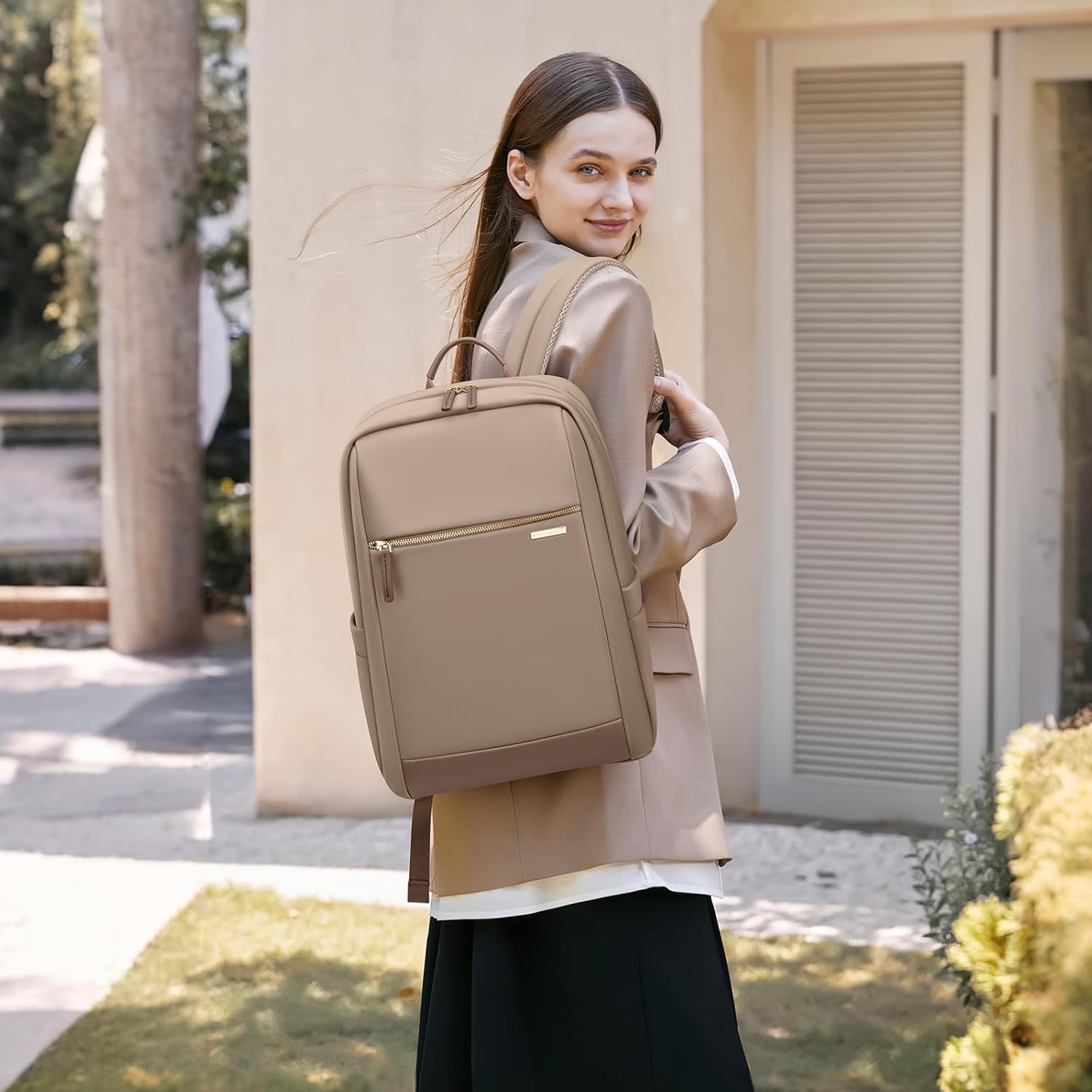 Laptop Backpack for Women - Business Travel Anti Theft Laptop Bag Backpack Water Resistant College Computer Backpacks for Men Women Fits 15.6 Inch Notebook (Brown) - Image 5