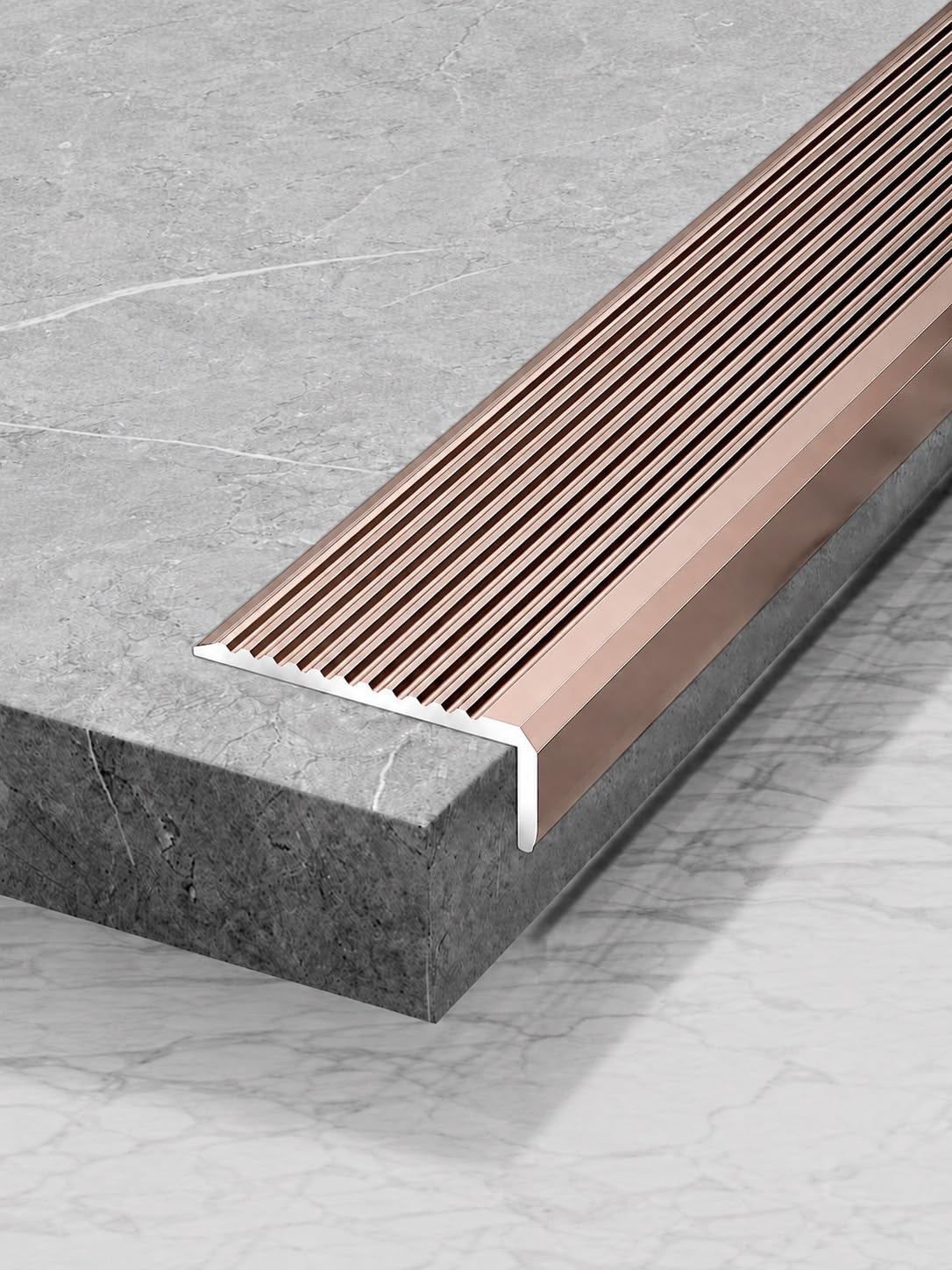 Perfiles en L de aluminio premium para mamperles de escalera marrón de 120 cm 8