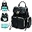 MOMINSIDE Diaper Bag Backpack with 14 Pockets, Leather Baby Bag, paaleras para bebe Baby Registry, 4 Insulated Pockets, Changing Pad, Stroller Straps (Black)