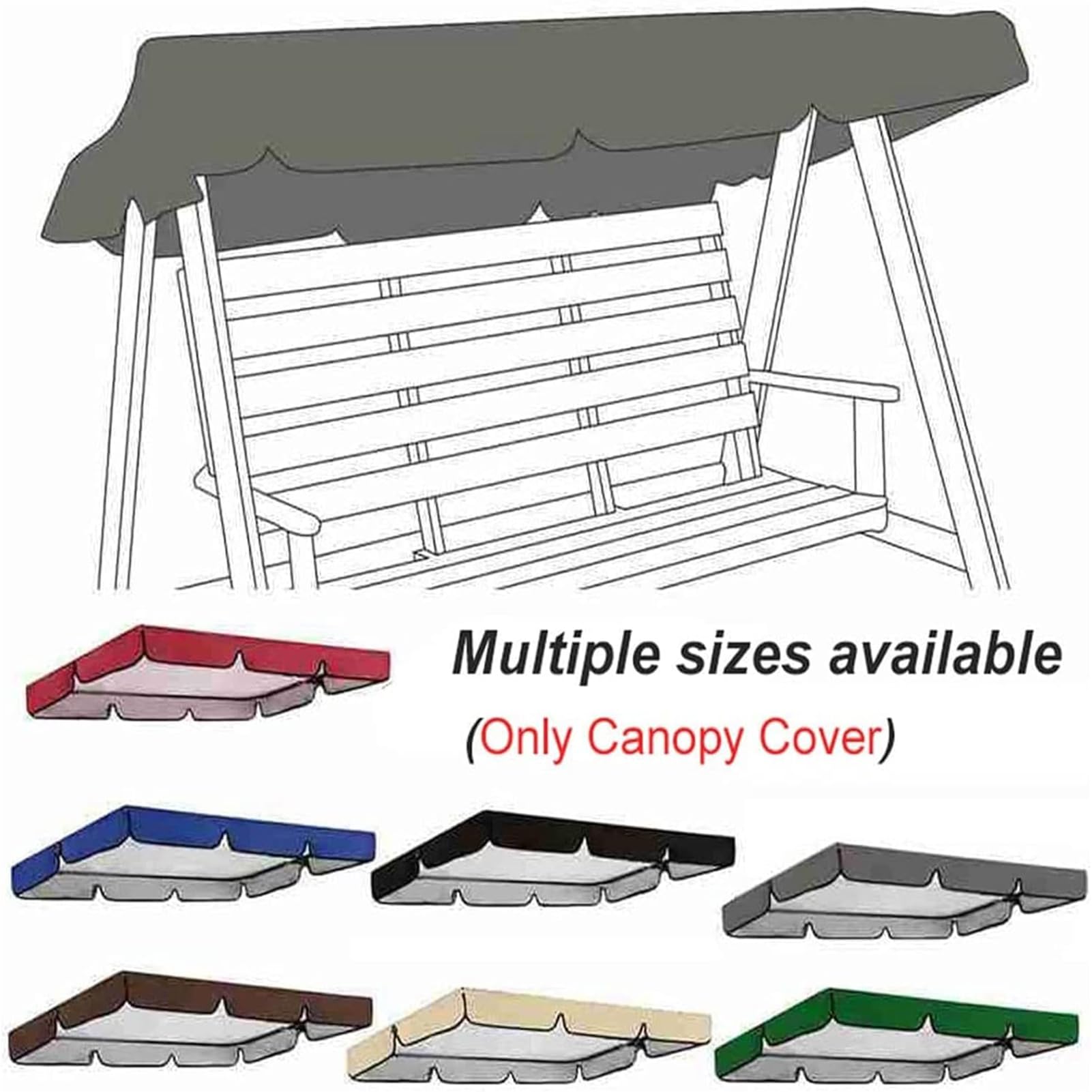 Set di coperture per dondolo da giardino, a 3 posti, impermeabile, antivento, anti-UV, resistente, a prova di strappo, copertura superiore per amaca da giardino (TYP-6,164 x 114 x 15 cm/150 x 50 x 10