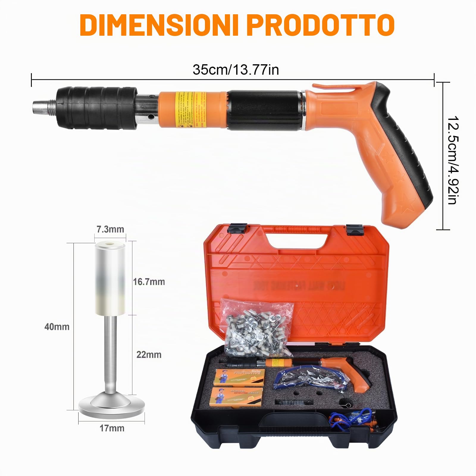 Manuale Pistola Sparachiodi con 220 Chiodi Tondi, Spara Chiodi per Cemento e Ferro, Portatile Nail Gun, Pistola Chiodi In Acciaio Regolabile a 5 Velocità, Sparachiodi per Muro