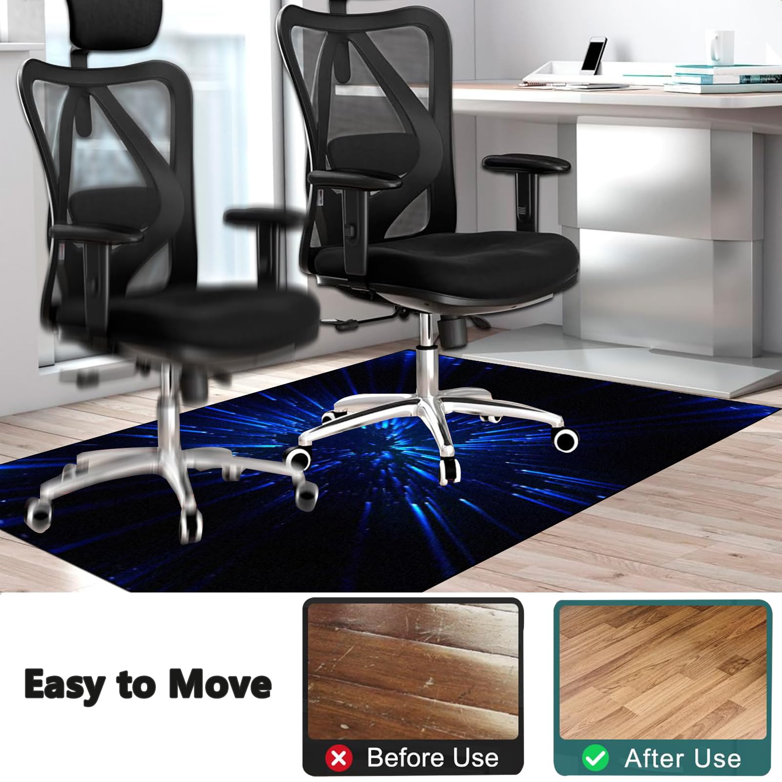 Tappetino per Sedia da Scrivania Gaming, Ufficio Tappeto Salvapavimento, 110 x 130 cm Ufficio Protettore del Pavimento, Tappeto per Sedia con Ruote, Tappeto Sedia Gaming per Parquet e Pavimenti Duri