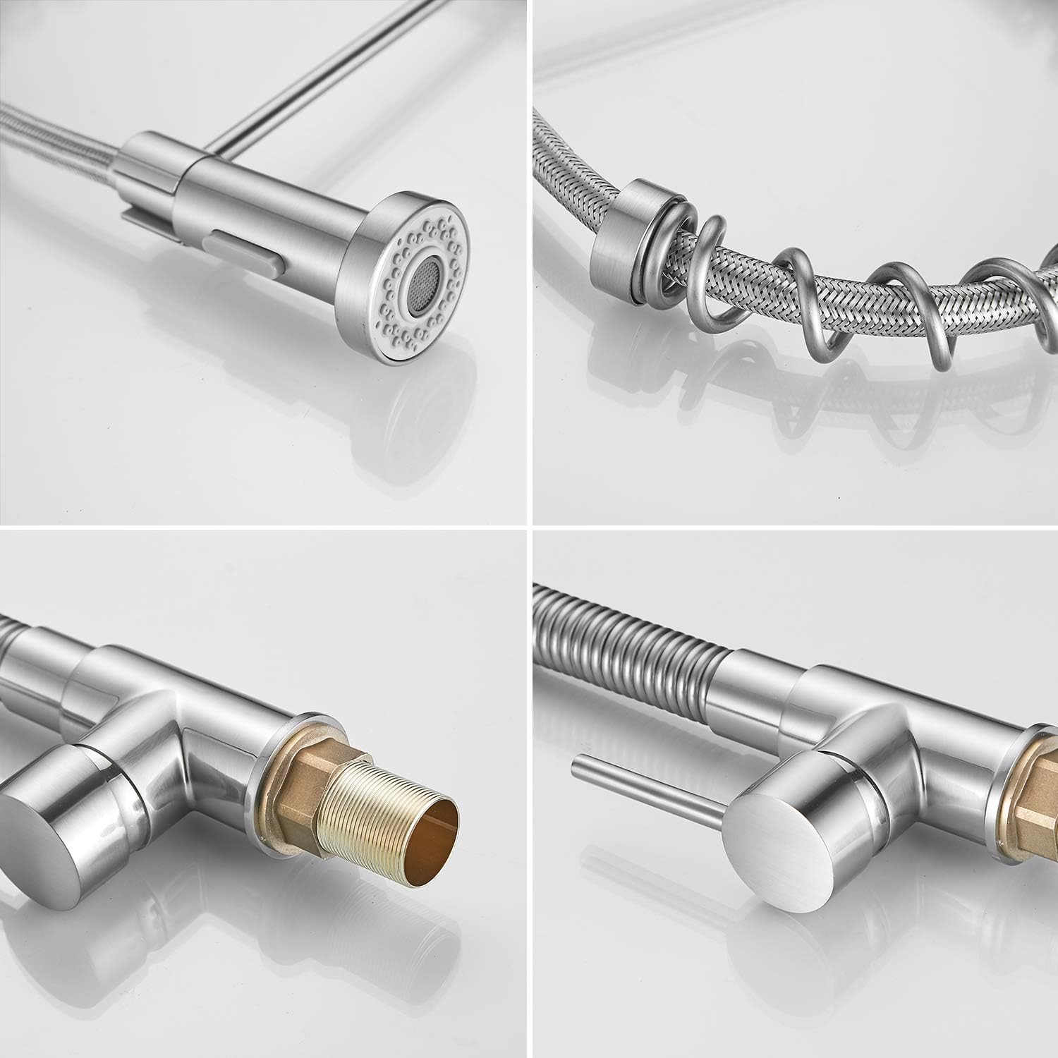 Prоmо Dіѕсоunt Uр Tо 70% оƒƒ Sagetta Kitchen Sink Faucets with Pull Down Sprayer Low Lead Commercial Solid Brass Single Handle Lever Spring Kitchen Faucet Brushed Nickel