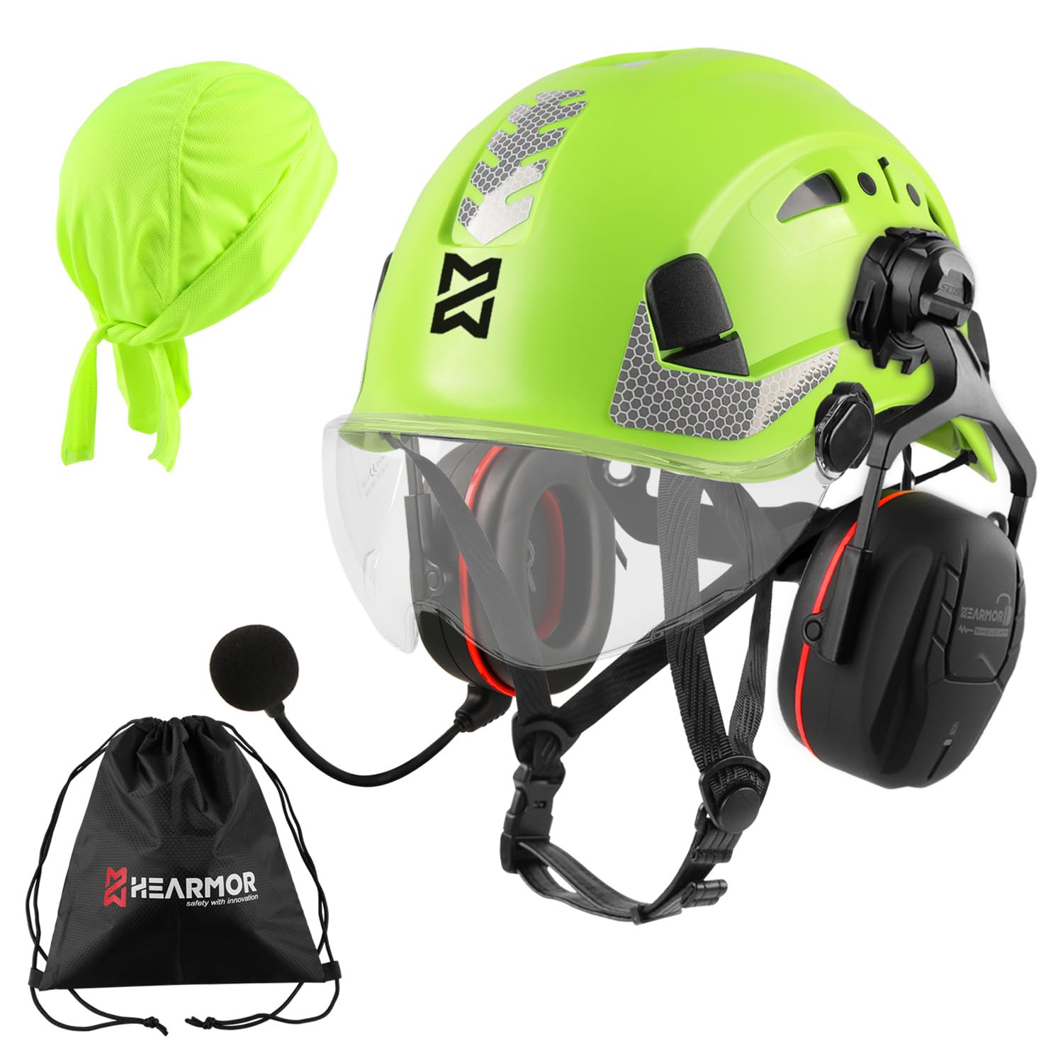 HEARMOR Industrial Helmet for Working at Heights Adult Construction Helmet with Bluetooth Active Hearing Protection Passed EN12492 Certification