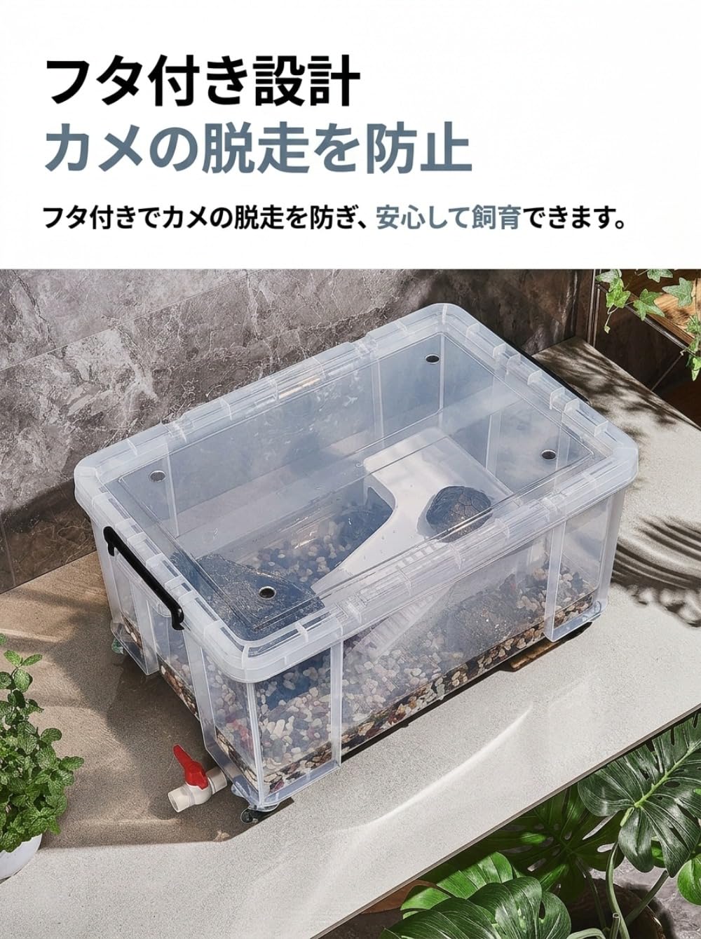 Amazon | 亀飼育ケース 、爬虫類飼育ケース 、飼育箱 大型亀水槽、透明