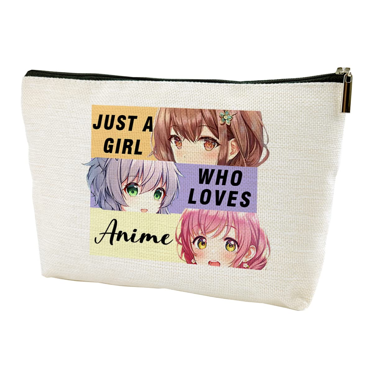 LANBAIHE Anime Fans Makeup Bag Anime Lover Gift - Just A Girl Who Loves Anime, Travel Cosmetic Bag For Women Girls, Beige