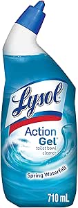 Lysol Toilet Bowl Cleaner, Action Gel, Spring Waterfall, For Cleaning and Disinfecting, Stain Removal, 8x Clinging Gel, 710ml