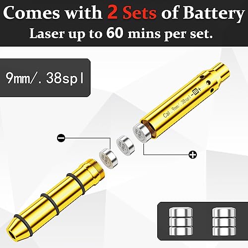 Miniatura 4 de Láser de avistamiento de calibre .22LR.223.177.38SPL0.38SPL0.015 in, punto rojo, extremo barril láser con 2 juegos de baterías para pistola, rifle y