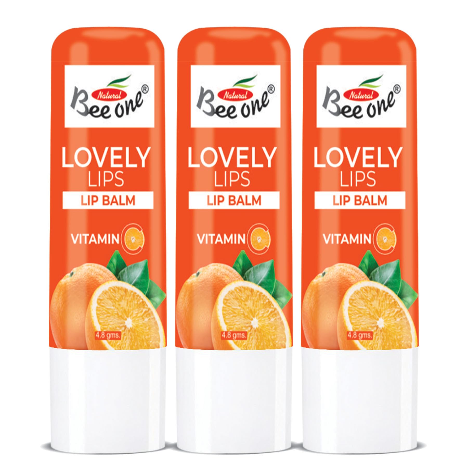 Bee One Lovely Lip Tinted Lip Balm for Dark Lips | Brightens + Moisturises | Perfect for Dry and Chapped Lips | Pack of 3 | (14.4g, Orange Vitamin C)-picture-33