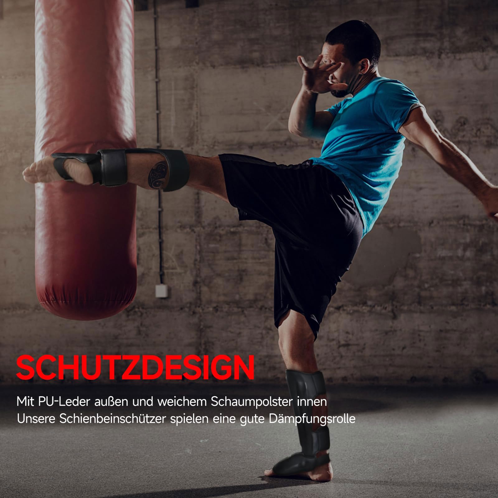 Muay Thai Schienbeinschoner,Standup Schienbeinschoner,Schienbeinschützer Thaiboxen Kampfsport Muay Thai MMA,für ,Martial Arts Schienbeinschoner,Beinschutz mit Ristschutz Schienbeinschoner