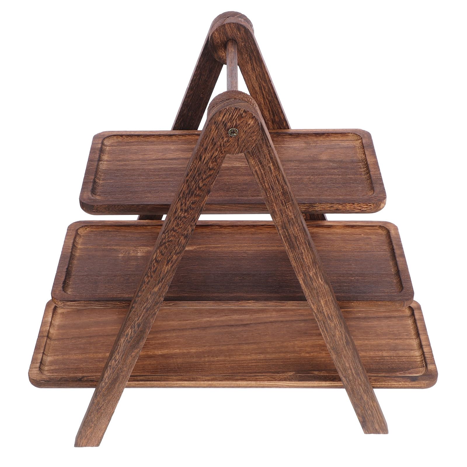 Étagère à plateaux en bois marron à 3 niveaux, support chic pour rangement de cuisine