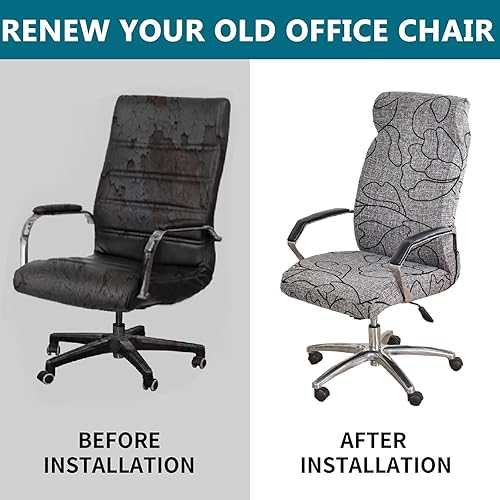 Miniatura 5 de KRFOONN Fundas elásticas para silla de computadora, fundas protectoras para silla de computadora, extraíbles y lavables, con cremallera para