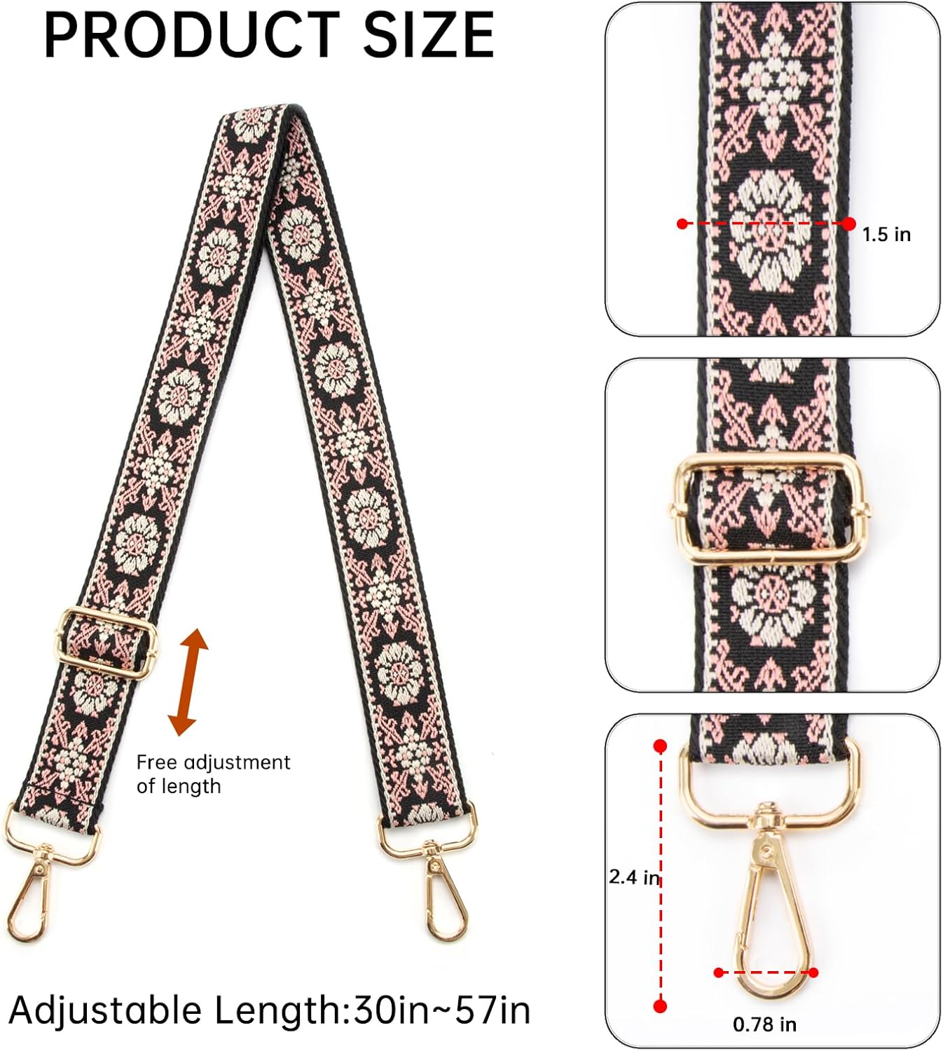 Purse Straps Replacement Crossbody Bag Strap Adjustable Long Shoulder Straps for Handbags，Women Purse Strap - Image 3