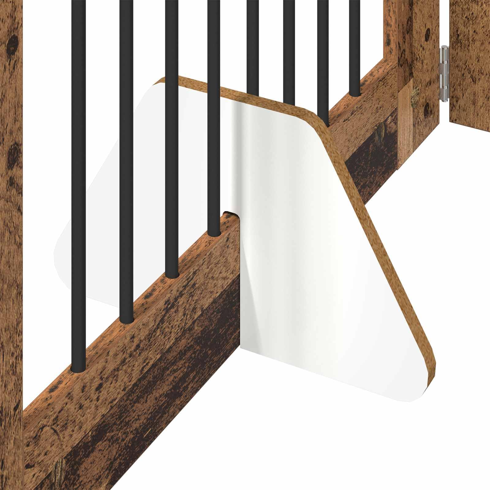 Perrera plegable para perros con soporte de madera reciclada de 160,5 cm, flexible, ahorra espacio, portátil para interiores y exteriores, rejilla de metal resistente, seguro para la cría de