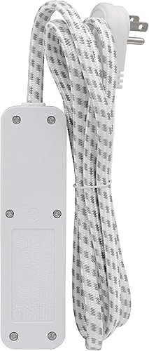 Miniatura 3 de Clear Power Cable de extensión de enchufe plano de 6 pies con 2 tomas de corriente + cargador USB para interiores 163 SPT-2, enchufe a tierra de 3