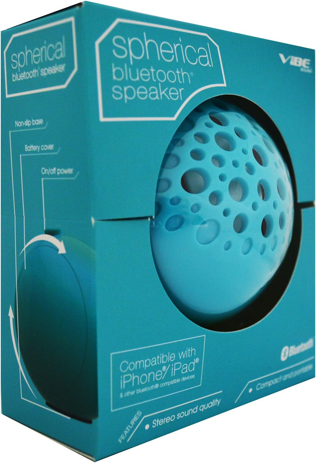 Altatac Portable Bluetooth Speaker – Compact Handheld Wireless Mini Speaker with Non-Slip Base – Battery Operated (3X AAA) – Compatible with Smartphones & MP3 – for Indoor/Outdoor - Blue