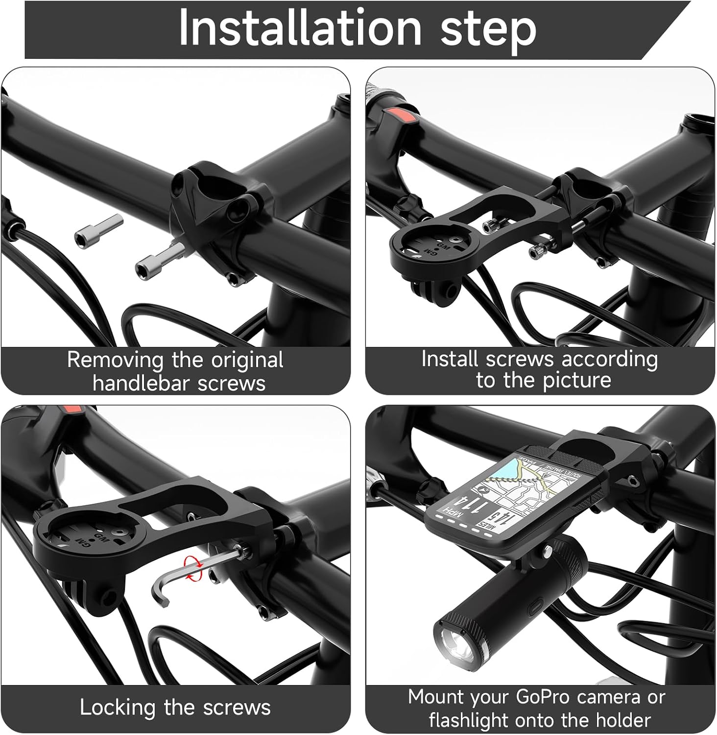 Out Front Bike Computer Mount - Fits 38mm Stem Bolts, Compatible with Garmin, Wahoo, Bryton, Cateye, GoPro, Bike Lights image 4