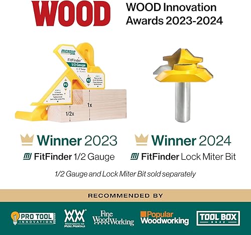 Miniatura 8 de Microjig Fitfinder MB-050-0750LM - Broca de enrutador de inglete con candado, vástago de 12 pulgada