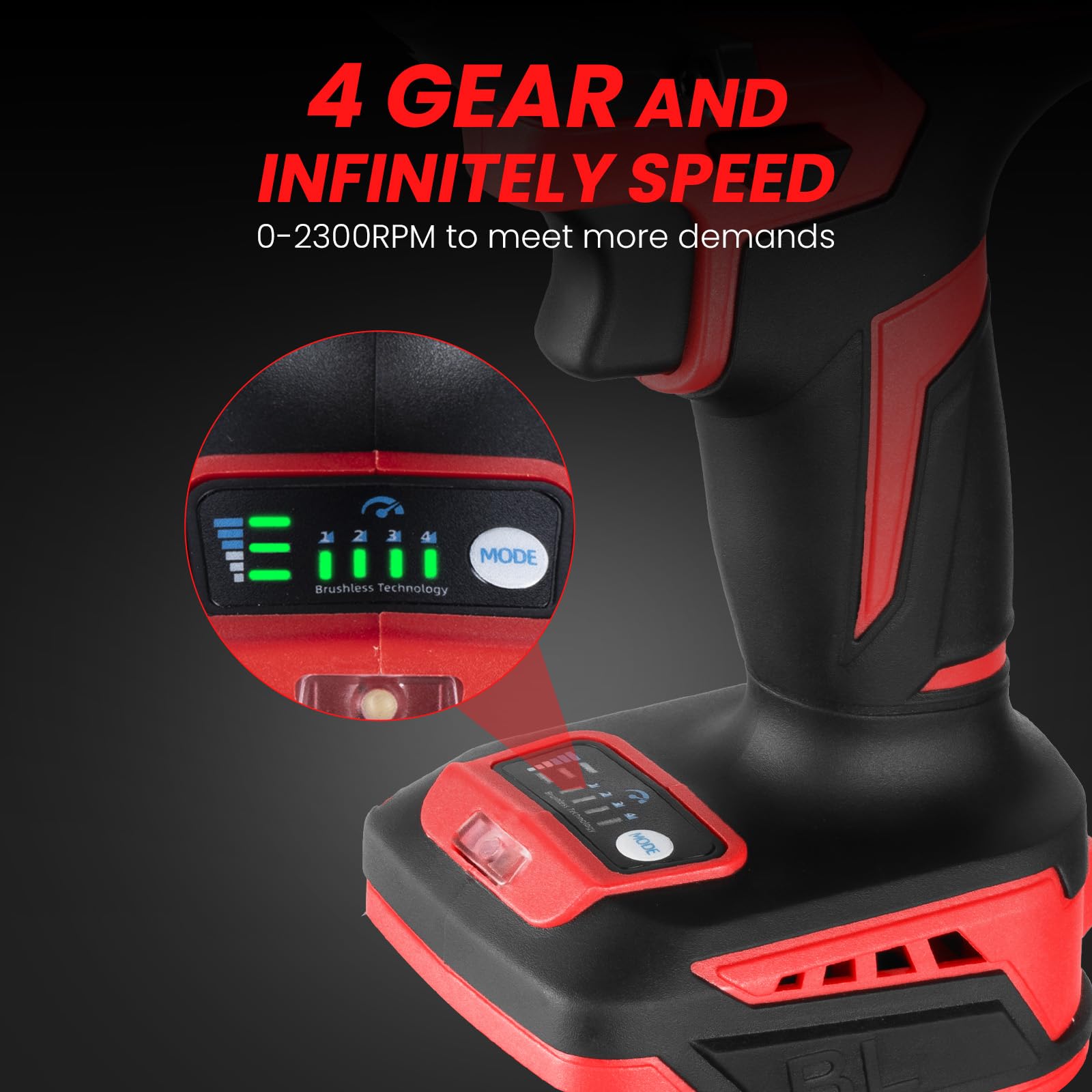 ONEVAN Avvitatore a impulsi a batteria 700Nm, con 2 batterie e set bussole | senza spazzole, 2 batteries de 3.0Ah, 4 velocità (avanti e indietro), include cassetta degli attrezzi e adattatore per trapan
