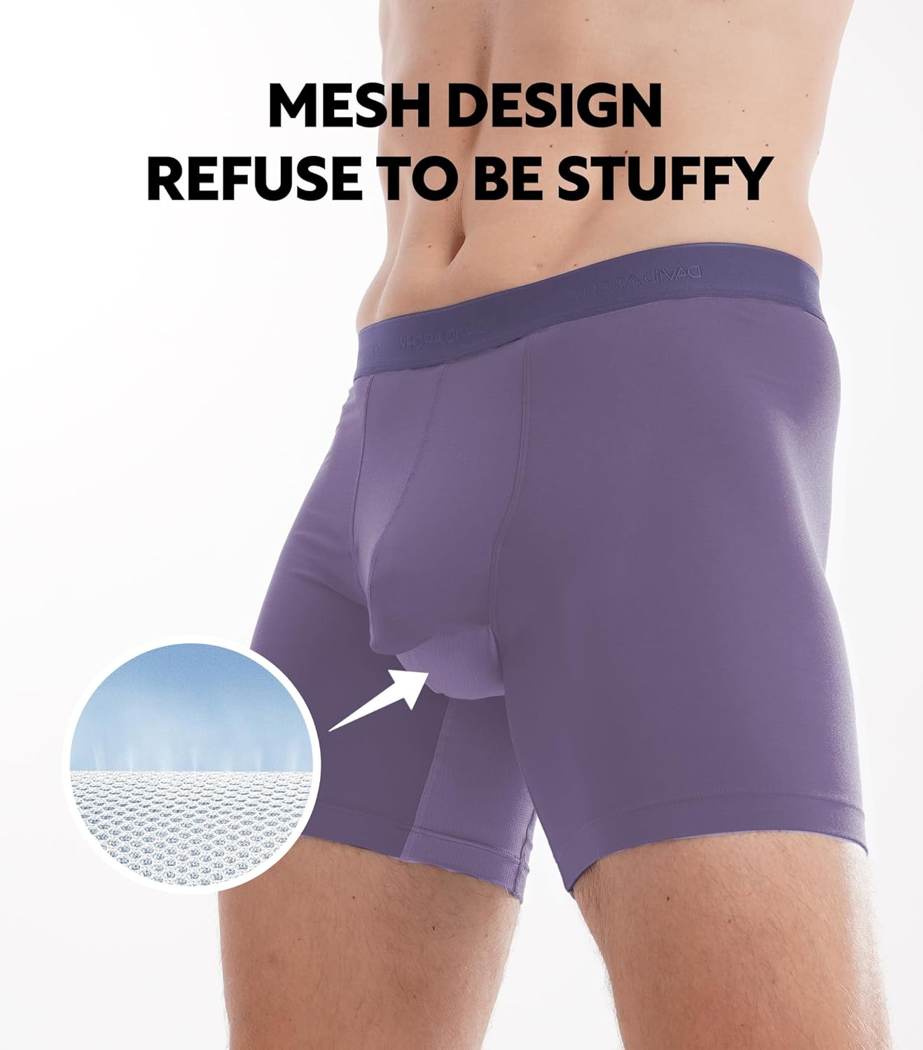 DAVID ARCHY Men's Underwear Boxer Briefs with Fly, Dual Pouch Modal Design, Support Fit, Multipack - Image 6