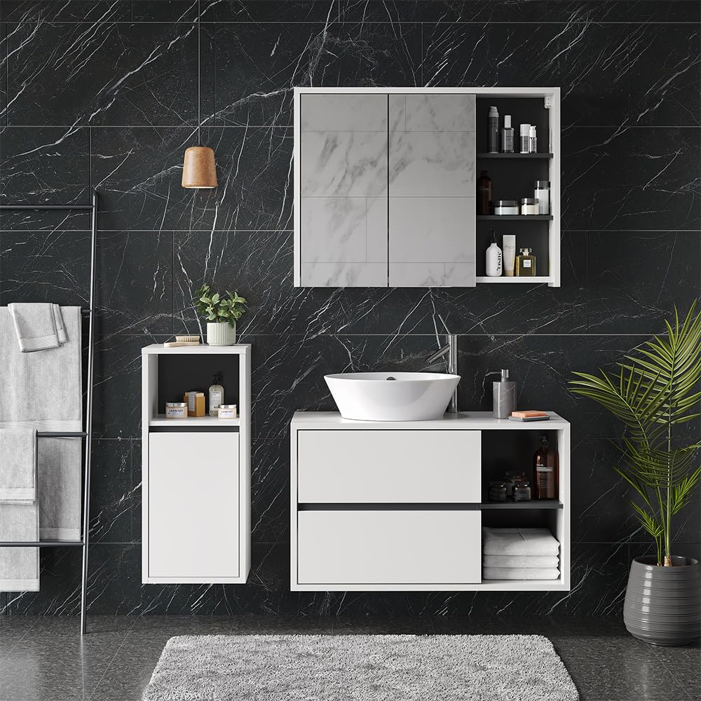 Vicco Meuble Salle de Bain Viola, Blanc, 38x80cm