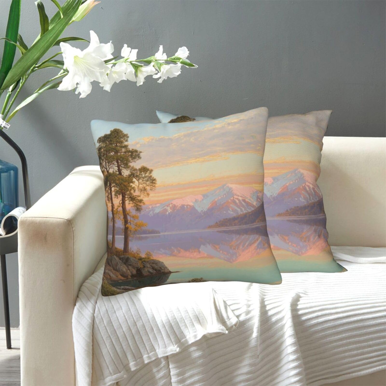 FekiLoot Decorative Throw Pillow Covers Modern Farmhouse Pillowcase Double Sided Cozy Cushion Cover for Sofa Couch Bed 12"X12" Retro Pine Tree