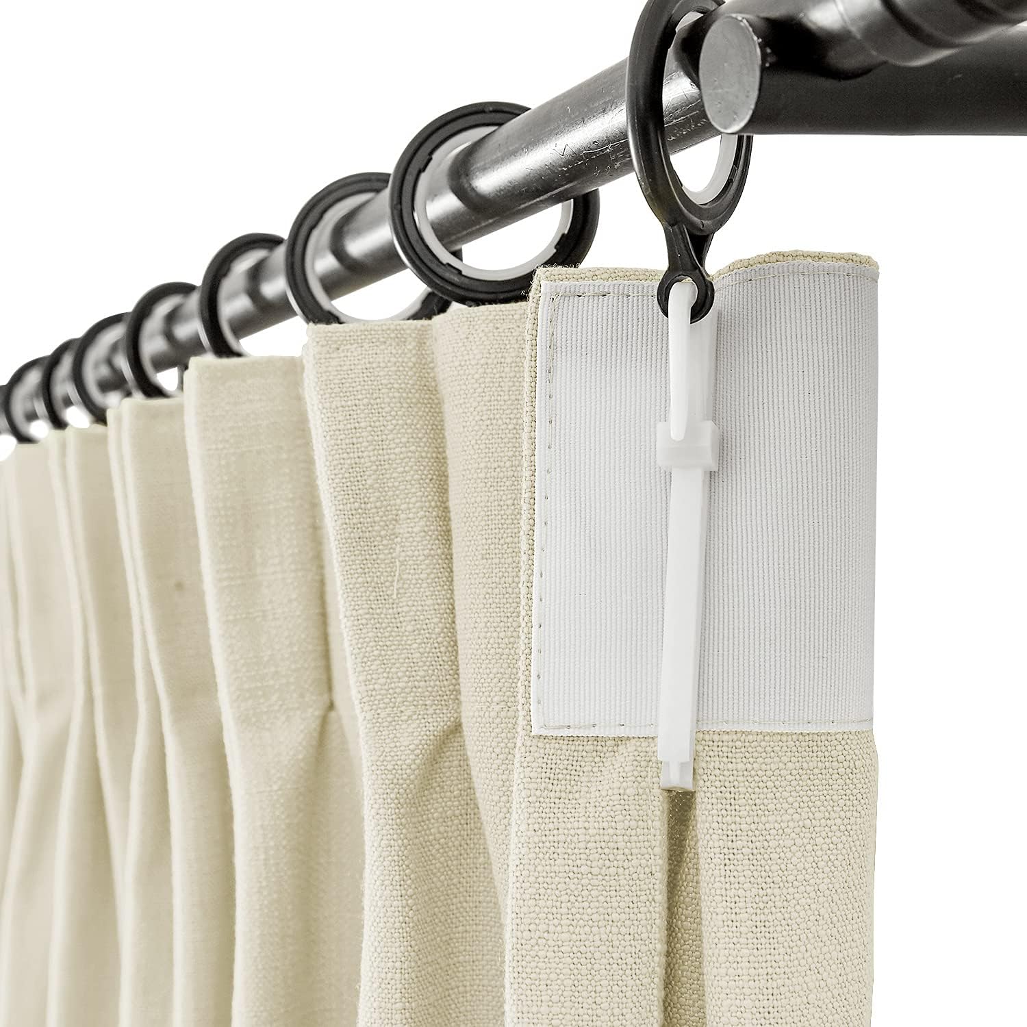 TWOPAGES Linen Curtains Pinch Pleated Drape, 100 Inches Width x 84 Inches Length for Livingroom Room Darkening Bedroom Curtain (1 Panel 7804-5 Off White)