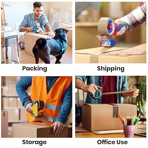 Miniatura 7 de ADHES - Cinta de embalaje marrón con dispensador, 2.6 mil, 1.88 pulgadas x 55 yardas, 6 rollos de cinta de envío resistente para cajas de mudanza,