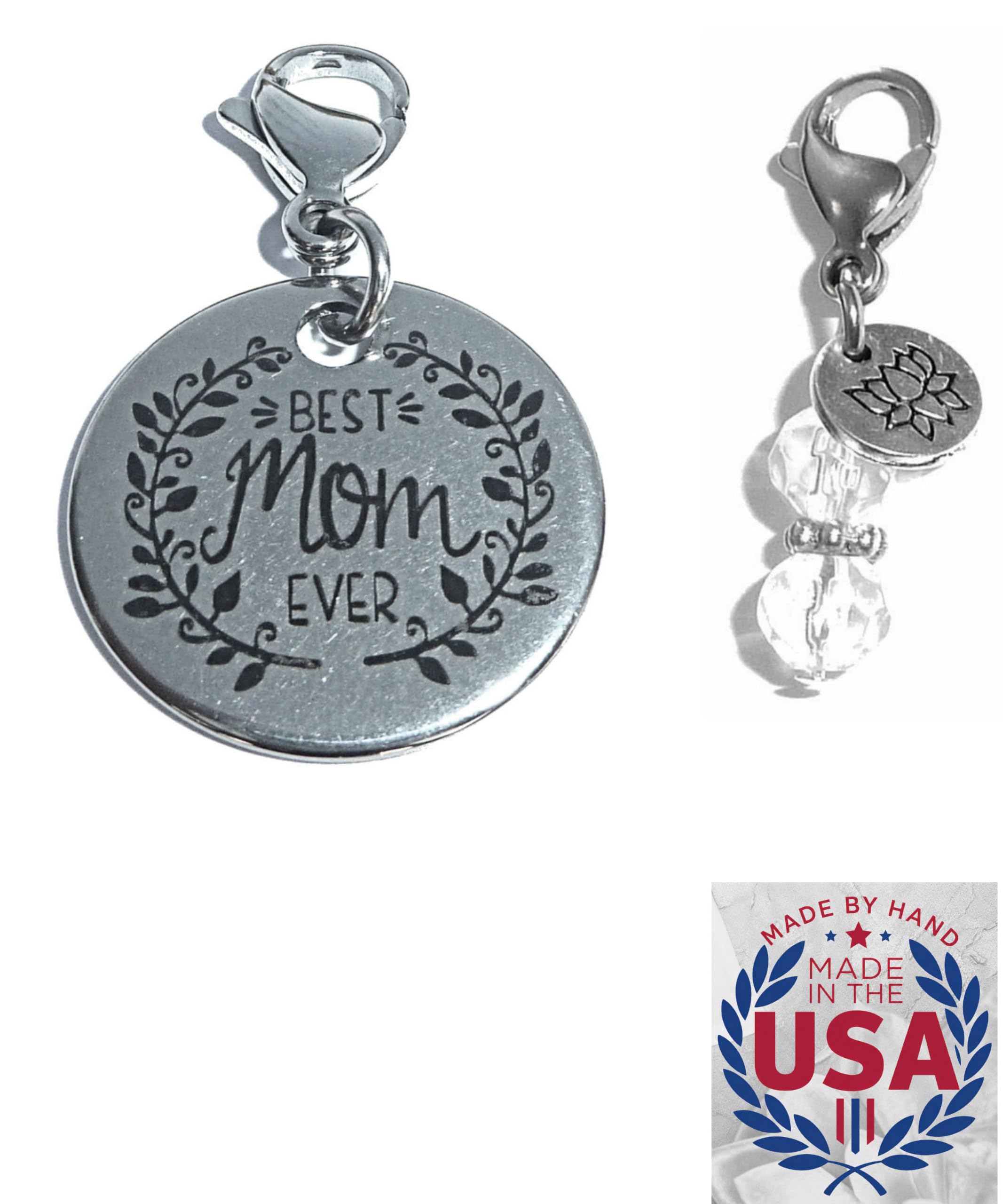 Hidden Hollow Beads Clip On Charm for Purse, Handbag, Keychain, Zipper Pull, Backpack, Jewelry Accessory, USA