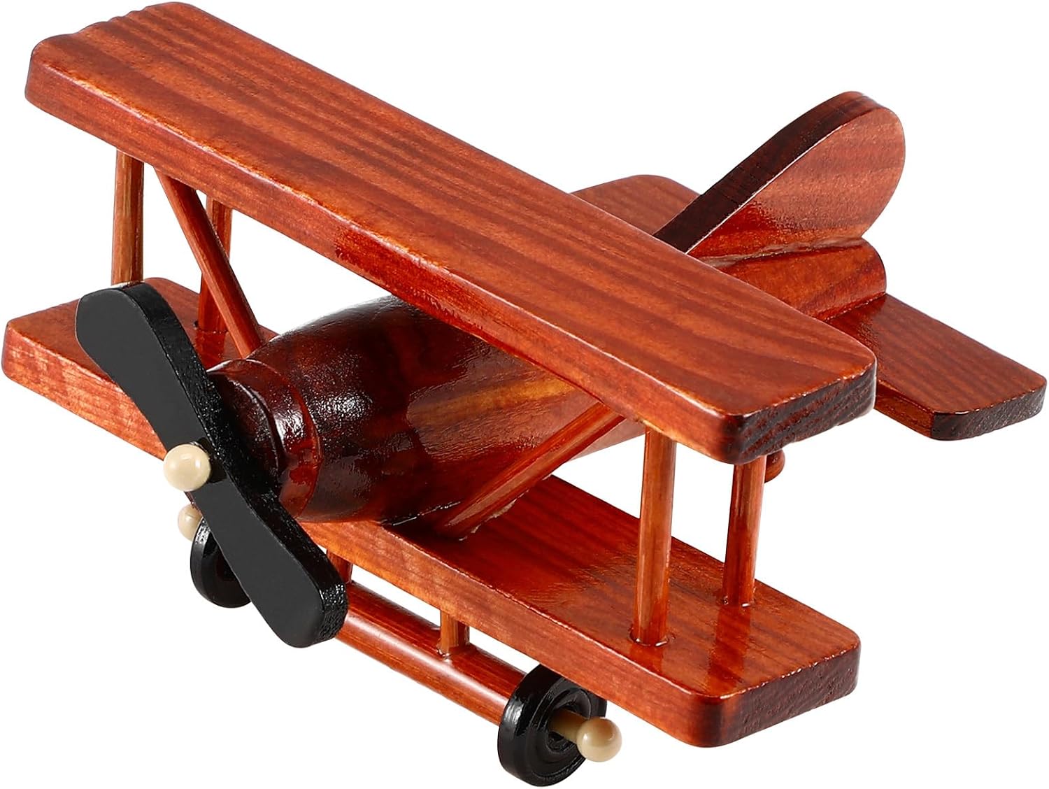 IMIKEYA Airplane Model Ornament Retro Decor Photo Locket Office Decorations Mini Wood Airplane Avion Wooden Bi-Plane Model Plane Shaped Decor Tabletop Plane Decor Plane Sculptures Boy Wood