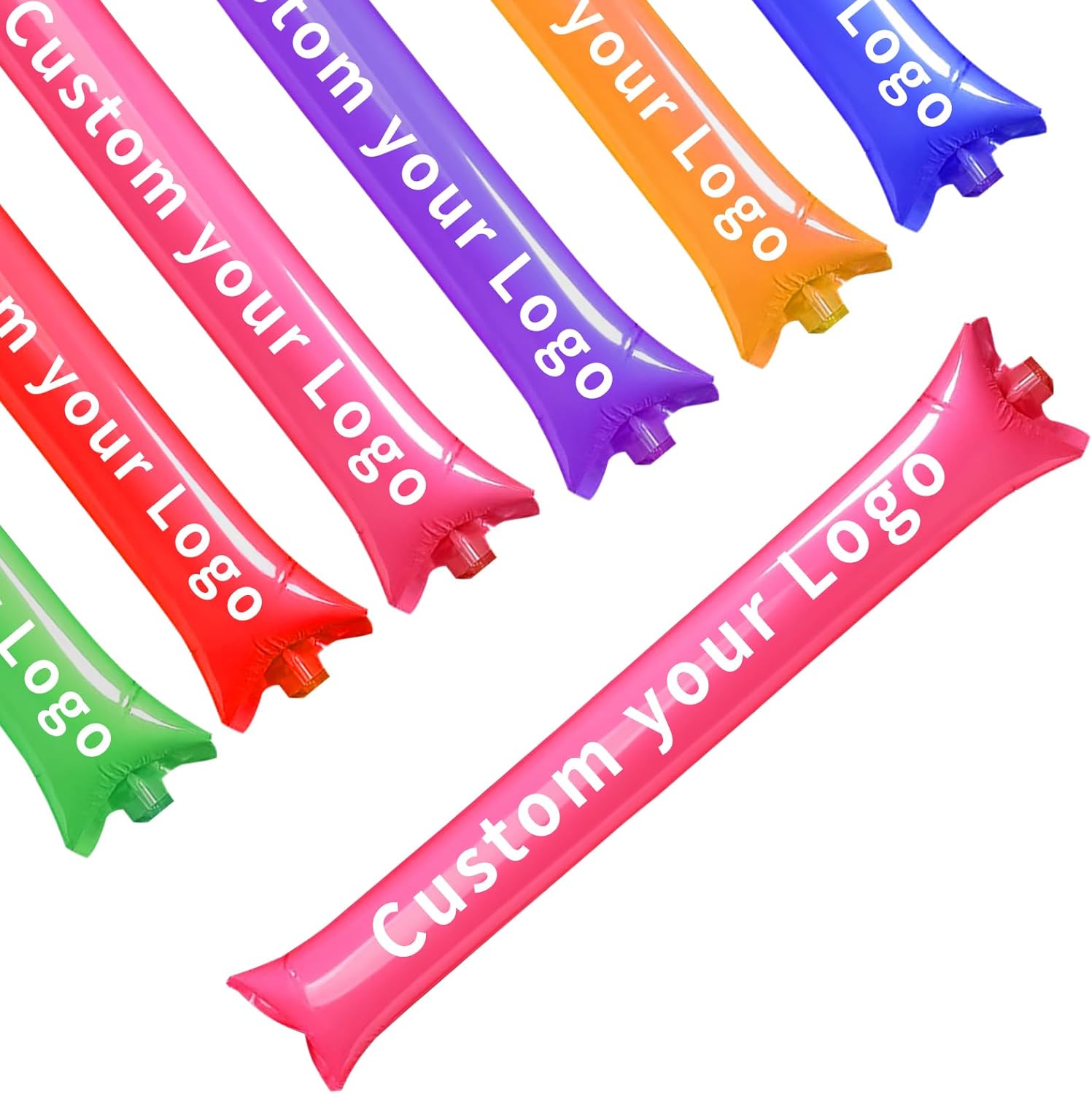 100Pcs 10x60 cm Custom Thunder Sticks – Personalized Inflatable Cheering Sticks, Single-Color Printed Noise Makers for Sports, Team Spirit, Concerts & Festivals