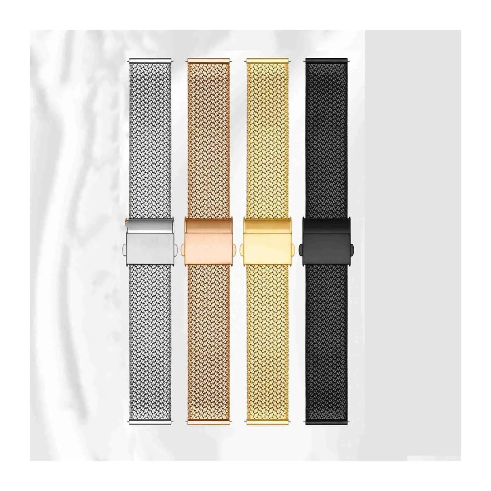 Metal Watch Bands 316L Stainless Steel 14mm 16mm 18mm 20mm 22mm Woven Mesh Quick Release Straps for Men and Women