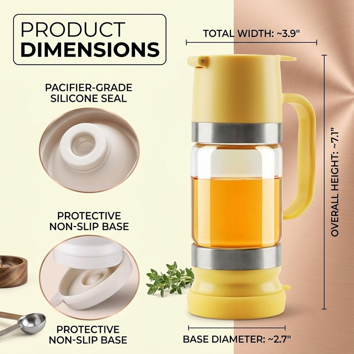 2026 Upgraded No-Drip Honey Dispenser Set, 12 OZ Glass Maple Syrup Jar with Base, Handle, Labels & Sponge Brush, Mess-Free Pourer for Pancakes, Coffee & Tea