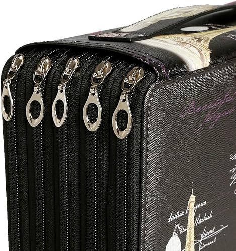 Miniatura 5 de Lbxgap Estuche para lápices de coche rojo con patrón de impresión en color portátil, 250 ranuras, organizador de bolsa para lápices con práctico