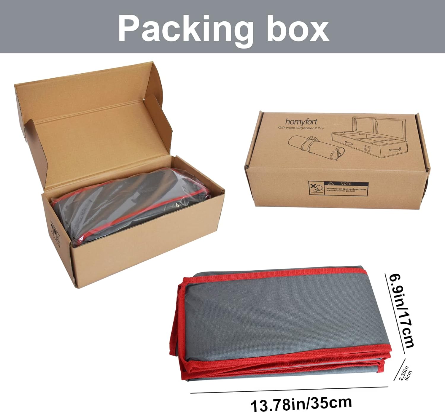 homyfort Christmas Wrapping Paper Storage Box Oxford Cloth & Gift Wrap Organizer Bag,fits 27-40 Inch Standard Rolls with Section, 40.5” Long Underbed Storage for Holiday Decorations(Grey and Red) : Home & Kitchen