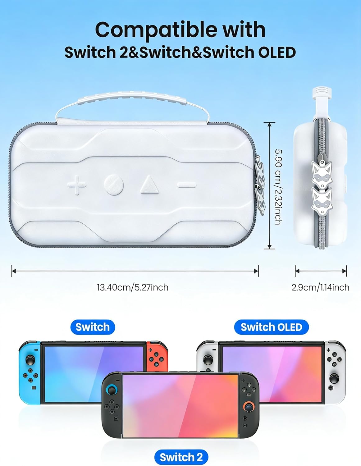 NinjaPlusOX Switch 2 Carrying Case Compatible with Nintendo Switch 2(2025), with 20 Games Cartridges Protective Hard Shell Travel Carrying Case Pouch for Switch 2 Console Accessories, White - Image 2