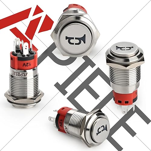 Miniatura 3 de APIELE Interruptor de palanca de bocina de altavoz momentáneo de 0.630 in y 12 V, orificio de montaje de 0.63 pulgadas, orificio de montaje 1NO 1NC