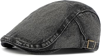 Newsboy Cap for Men Adjustable Flat Ivy Gatsby Cabbie Driving Hat Breathable Denim Cotton Golf Cap