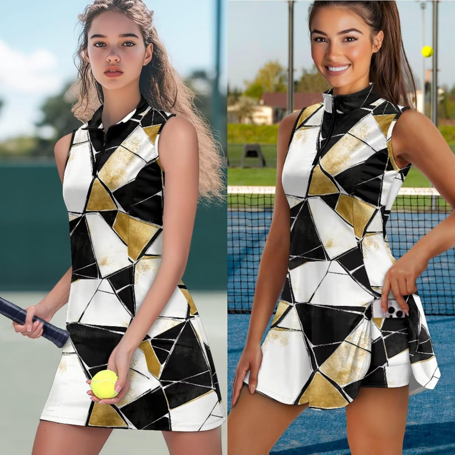 COEQINE Tennis Dresses for Women Easy Pee Skort Dress with Sun Visor Hat for Womens Golf Skirts Quick Dry for Workout,XS-2XL